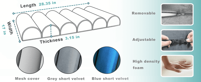 Ergonomic Lumbar Support Pillow for High Back Office Chair - Adjustable 6 Semicircular Back Cushion with Breathable Mesh Cover,Spine Support for Desk/Gaming Chairs, Neck/Upper/Lower Back Pain Relief