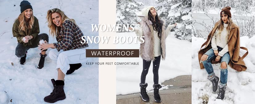 EARLDE Women's Snow Boots Waterproof Winter Boots Mid-Calf Outdoor Lightweight Warm Faux Fur Lined with Non-slip Sole