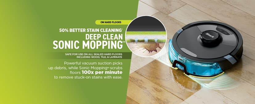 Shark Robot Vacuum & Mop Combo, Powerful Suction, Matrix Plus, 60-Day Debris Capacity, HEPA Bagless Self Empty Base, Sonic Mopping, Home Mapping for Pet Hair - Carpets & Hardfloor, AV2610WA