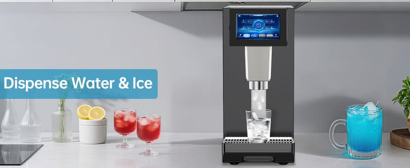 Commercial Nugget Ice Maker Machine, 100Lbs/24H Pellet Chewable Ice, 3-IN-1 Nugget Ice Maker with Ice & Water Dispenser, Self-Cleaning Countertop Stainless Steel Ice Machine for Business, Office,Party
