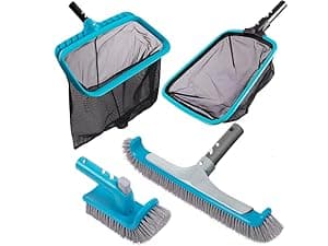 Sepetrel Deluxe Swimming Pool Cleaning Kit with Spa Jet Vacuum Cleaner,Brush, Semi-deep Skimmer Net & Adjustable 57.5-inch Pole,Ideal for Cleaning Above Ground,Inflatable Pools