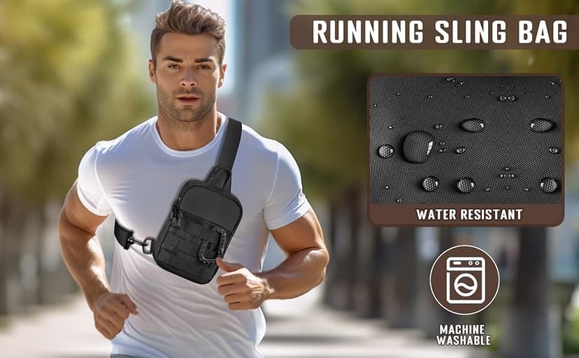 DEYACE Small Sling Bag for Men, Tactical Inspired Waterproof Utility EDC Mini Crossbody Chest Bag for Travel Work Sport