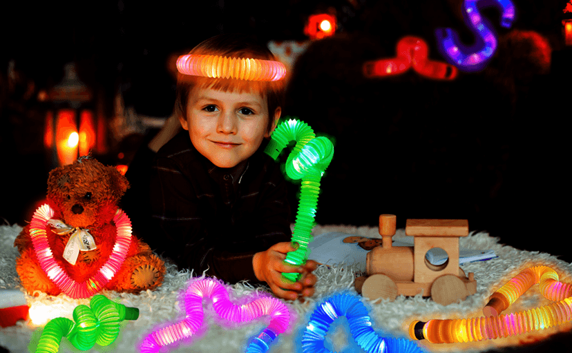 Christmas Glow Sticks Stocking Stuffers for Toddlers-6 PCS Light Up Pop Tube Party Favors Toys Gifts for Kids,LED Bracelet Necklace Accessories,Fun Camping Essentials Games Activities for Boys Girls