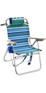 Backpack Beach Chairs for Adults Capacity 300 LBS high 5 Position Beach Chair with Pouch Straps Folding Lightweight Reclining Aluminum Wide Lay Flat Single