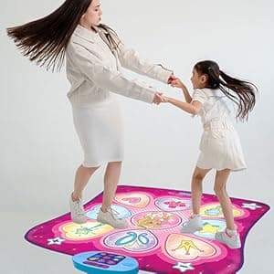 SUNLIN Dance Mat - Rhythm Step Play Mat - Dance Game Toy Pad with LED Lights, Gift for Kids Girls 3-12, Adjustable Volume, Built-in Music, 3 Challenge Levels