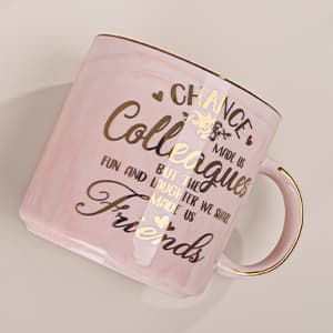 Going Away Farewell Gifts for Coworkers Female, Coworkers Birthday Office Appreciation Gift, Cup with Greeting Card, Gift Box Coworker Leaving Gifts for Women, Funny 14oz Pink Marble Gold Print Mug B0C6JT5JKV
