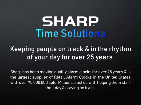 Sharp Digital Alarm with AccuSet - Automatic Smart Clock, Never Needs Setting (Midnight Black-White LED)