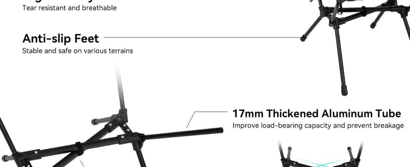 TOBTOS Portable High Back Camping Chair, Support 440 lbs, Ultralight Folding Chair with Head Support, Compact Backpacking Chair for Outdoor Camp Backpacking Fishing (Black)