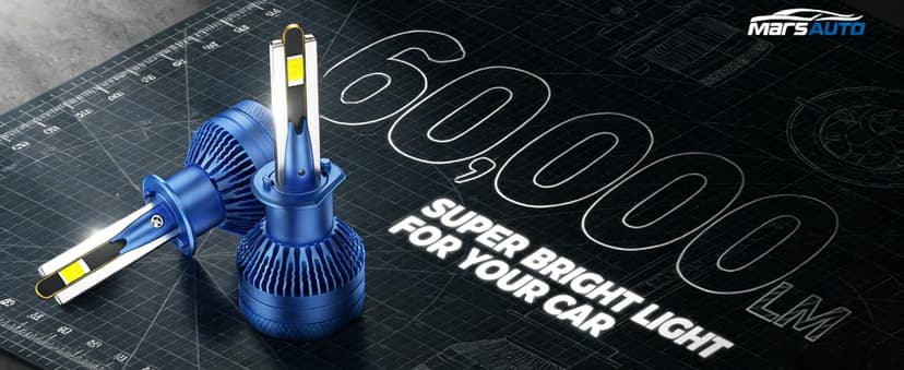 Marsauto H13/9008 Bulbs, 60,000LM 1200% Ultra Bright, Plug and Play IP68 Waterproof Off-Road Lights, IP68 Waterproof, Pack of 2