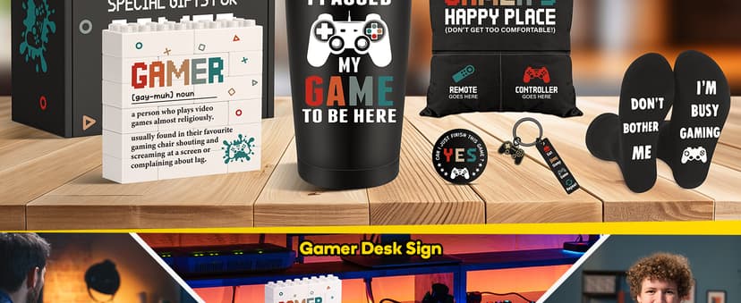 Gamer Gifts for Men Boyfriend Dad Brother, Gaming Accessories for Room, Gaming Stuff, Christmas Gifts for Friend- Gamer Gift Set Box