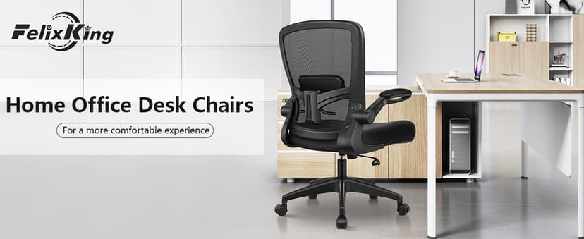 FelixKing Office Chair, Ergonomic Desk Chair Breathable Mesh Chairs Adjustable High Back Lumbar Support Flip-up Armrests, Executive Rolling Swivel Comfy Computer Chairs Home Office Black