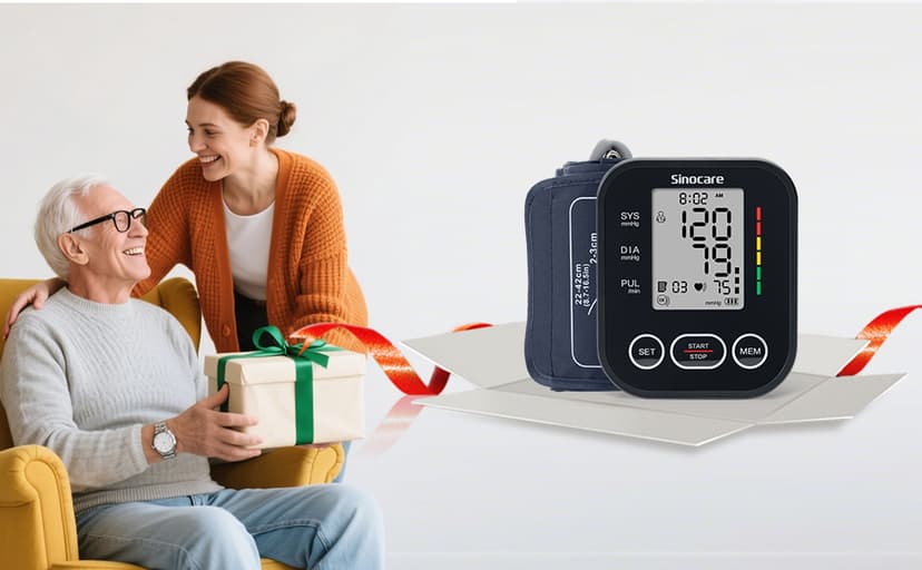 Sinocare Blood Pressure Monitor, Upper Arm Blood Pressure Monitors for Home Use, Adjustable Arm Cuff 8.6"-16.5", One-Button Operation, Dual User, Accurate & Practical (Black)