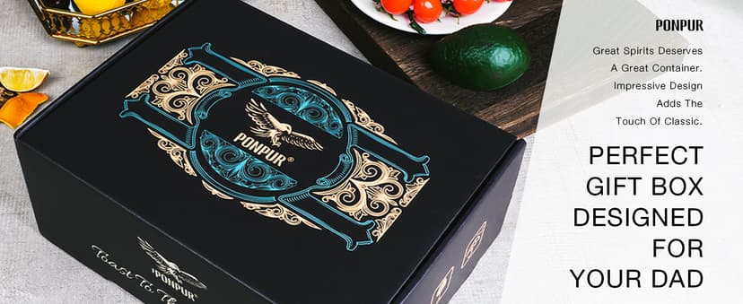 PONPUR Gifts for Men Dad Stocking Stuffers, Whiskey Decanter Set with 2 Glasses, Unique Cool Dad Birthday Gift from Daughter Son, Best Christmas Retirement Present for Man Father