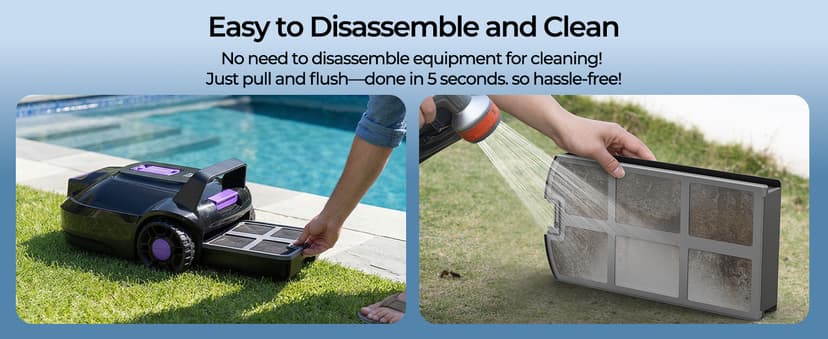 Robotic Pool Cleaner with Dual-Drive Motors,Dual-Layer Filtration, 180Min Runtime, Powerful Cordless Pool Vacuum for Above-Ground & Flat Pools,Auto-Parking Design,Double Suction Port