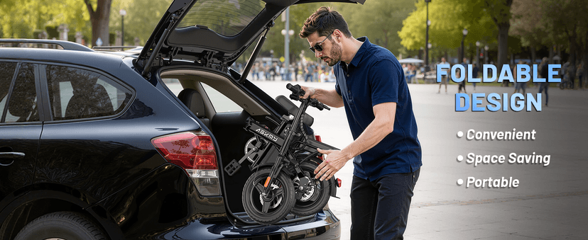 Electric Bike for Adults and Teens, 740W Peak Motor E-Bike with 30-60 Miles PAS Range, 48V 10AH/20AH Removable Battery, 14" Folding Mini Ebike with 20MPH, Electric Bicycle for Commute