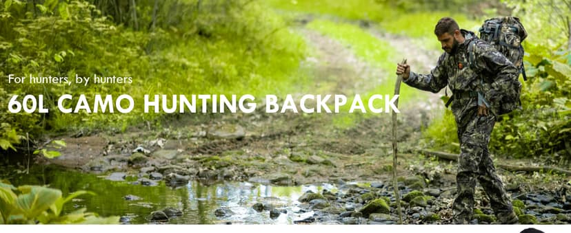 Hunting Backpack for Men, 60/80L Camo Backpack with Waterproof Rain Cover, 600D Hunting Pack for Hunters