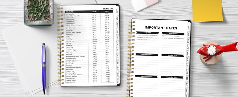 2026 Planner, Weekly and Monthly Calendar Planner, January 2026 - December 2026, Hardcover 2026 Calendar Book with Tabs For Women & Men, Inner Pocket, Spiral Bound, Perfect for Office Home School Supplies - A5 (6.3" x 8.5"), Pink