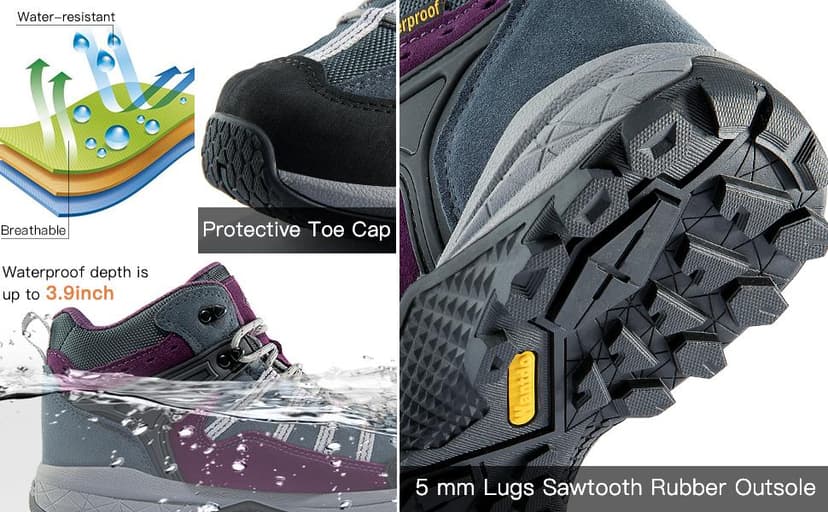 wantdo Women's Waterproof Hiking Boots Lightweight Outdoor Camping Shoes