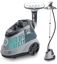 True & Tidy® Heavy Duty Auto Shut-off Commercial Full-Size Garment Steamer, Smart Water Sensor with Beep Alert, 3 Steam Settings, XL 2.9L Tank, 1800 watts, 90+min of Continuous Steam (White, Smart)