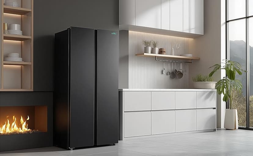 Iceblue 15.6 Cu.Ft. Side-by-side Refrigerators, 33" Full Size Refrigerator, Zoning Temperature Control Beverage Refrigerator with Freezer, Frost Free Beverage Fridge - Black Stainless Steel