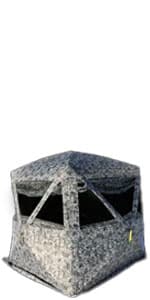 Hawk Reveal Hunting Archery Durable 73" Height Water Resistant Camo Concealing 3 Person Ground Blind with See-Through Mesh Window Panels