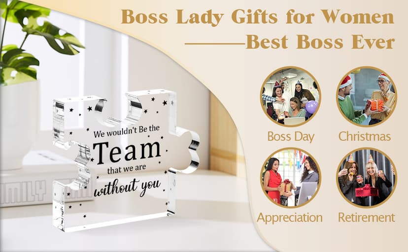 Employee Appreciation Gifts, Boss Day Farewell Retirement Appreciation Gifts for Boss Lady Staff Leader Manager Office Decor Funnli Bosses Day Gifts for Women, Boss Gifts for Women Men Acrylic Plaque B0CYZXF2FN
