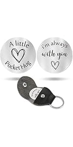 Sureio Pocket Hug Token Gift Long Distance Relationship Keepsake Inspirational Gift with Keychain