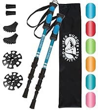 Premium Foldable Hiking Poles by USA Brand - Adjustable, Lightweight Trekking Poles Made of Aircraft Aluminum, Metal Flip Locks & Comfortable Real Cork and EVA Foam Grips