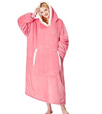 yescool Wearable Blanket Hoodie - Birthday Christmas Gifts for Women Mom Girlfriend, Oversized Flannel Sherpa Cozy Hooded Blanket Sweatshirt Adult With Hood Pocket & Sleeves, One Size Fits All (Grey)