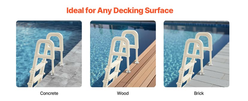 VEVOR Swimming Pool Ladder, 75°Inclined 5-Step Double Handrails Stair, Non-Slip Heavy Duty Steps, Load Capacity 300 lb, for 48-54 in Inground & Above-Ground Pools of Any Deck Surface Indoor & Outdoor