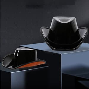 Retro Motorcycle Half Helmet, Western Cowboy Hat Helmet Open Face Motorcycle Helmet DOT Approved Unisex-Adult Half Helmet with Quick Release Buckle and Lining for Mopeds Horse Riding Jazz Caps