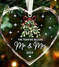 Engagement Gifts for Couples,- Engagement Gifts for Her,Women, Friends, Bride to Be Gifts, Glass Engagement Gift, First Christmas Engagement Ornaments 2025
