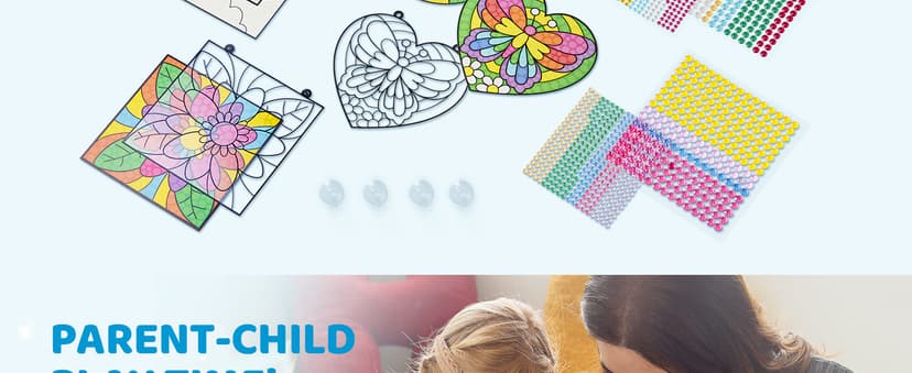 Klever Kits 4PCS Window Art Suncatcher Kits, Fun Gem Painting Kits, Diamond Art and Crafts for Boys Girls, Great Crafts Gift for Kids Birthdays Christmas Ages 6+