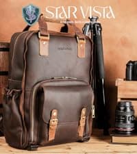 STAR VISTA Bernini Vintage Full Grain Leather Camera Backpack for DSLR/SLR, Camera Case for Photographers, with Tripod Holder, Fits 15.6" Laptop, Casual Outdoor Rucksack, YKK Zippers