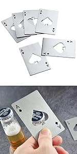 Wine Bottle Opener Stainless Steel Credit Card Size Casino Beer Bottle Opener Cap Opener for Your Wallet Wedding Party Groomsmen Bridesmaid Gifts 6 Pcs (Black)