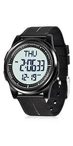 Beeasy Digital Watch Waterproof with Stopwatch Alarm Countdown Dual Time, Ultra-Thin Super Wide-Angle Display Digital Wrist Watches for Men Women