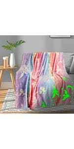 TEHALK Unicorn Glow in The Dark Blanket, Unicorn Blanket for Girls/Kids, Unicorns Gifts for Girls Age 3-12, Toddler Blanket for Kids, Soft Fleece Blanket Throw Birthday Gift 40"x60"