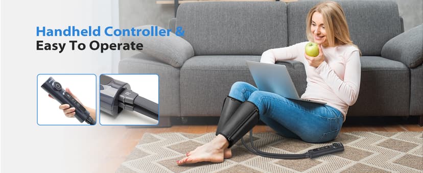 CINCOM Leg Massager for Circulation and Pain Relief, Air Compression Calf Massager with 2 Modes 3 Intensities Helpful for RLS Edema and Muscles Relaxation Gifts