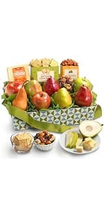 A Gift Inside Classic Fresh Fruit Basket Gift with Crackers, Cheese and Nuts for Holiday, Thank You, Birthday, Get Well, Anniversary, Corporate
