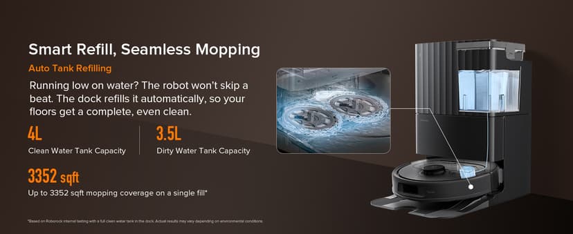 roborock Qrevo Series Robot Vacuum and Mop, 8000Pa Suction, Upgraded from Qrevo S, Anti-Tangle Brushes, Smart Obstacle Avoidance, Auto Mop Washing, All-in-One Dock, 200RPM Spinning Mops, Black(QV 35A)