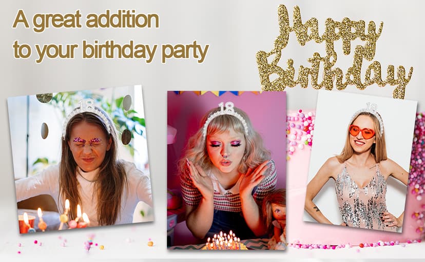 WHAVEL 18th Birthday Decorations for Girls - Happy 18th Birthday Headband - Girls Birthday Party Decorations