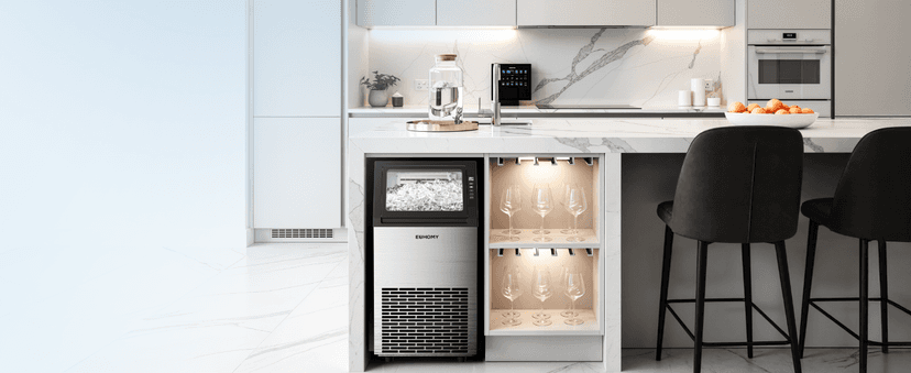 EUHOMY Commercial Ice Maker Machine,120lbs/24H Stainless Steel Under Counter Ice Machine with 33lbs Storage Bin, Freestanding Ice Maker for Home/Bar/Cafe/Restaurant