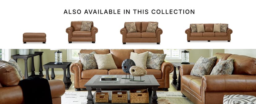 Signature Design by Ashley Carianna Classic Leather Match Sofa with Nailhead Trim, Dark Brown