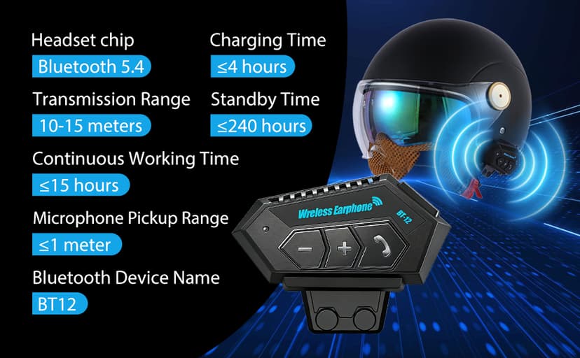 Retro Bluetooth 3/4 Open Face Motorcycle Half Helmet for Men Women - Dual Visors DOT Approved Lightweight Vintage Motorbike Helmet for Scooter Moped ATV Street Dirt Bike Commuting