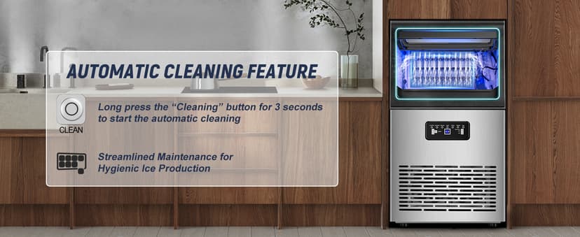 SOZT® Under Counter Ice Maker Machine, 100LBS/24H Stainless Steel Commercial Ice Machine, 20LBS Storage Capacity, Self-Cleaning Freestanding Ice Cube Maker for Home, Bar, Restaurant, Office