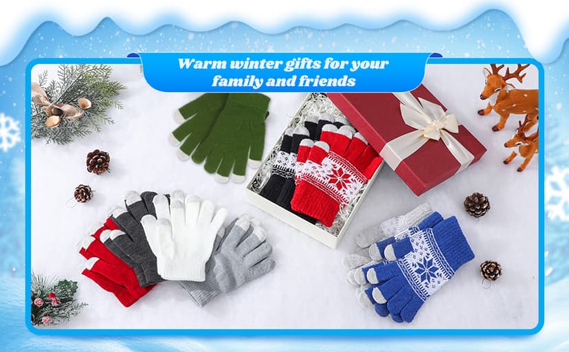 Handepo 50 Pairs Winter Gloves Bulk Knit Stretchy Warm Touchscreen Gloves Multicolor for Men Women Running Cycling Driving