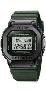 YUINK Mens Watch Ultra-Thin Digital Sports Watch Waterproof Stainless Steel Fashion Wrist Watch for Men Women