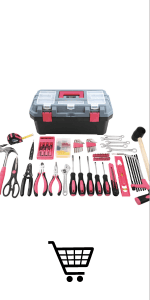 Apollo Tools Original 39 Piece General Household Tool Set in Toolbox Storage Case with Essential Hand Tools for Everyday Home Repairs, DIY and Crafts - Pink Ribbon - Pink - DT9706P