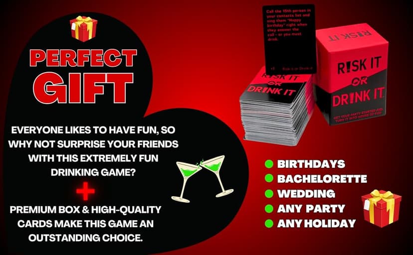 | Fun Drinking Game for Adults: 150 Hilarious Dares & Risky Questions | Adult Party Games for Block Party, Pregame, College, Girls Night, Bachelorette