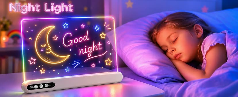 Led Drawing Board with 14 Light Effects,16" Rechargeable Glow Doodle Led Note Board with Colorful Markers,Neon Art Dry Erase Doodle Glow Drawing Tablet,Chritmas Birthday Festival Gifts for Kid (White) B0H1HPZ583